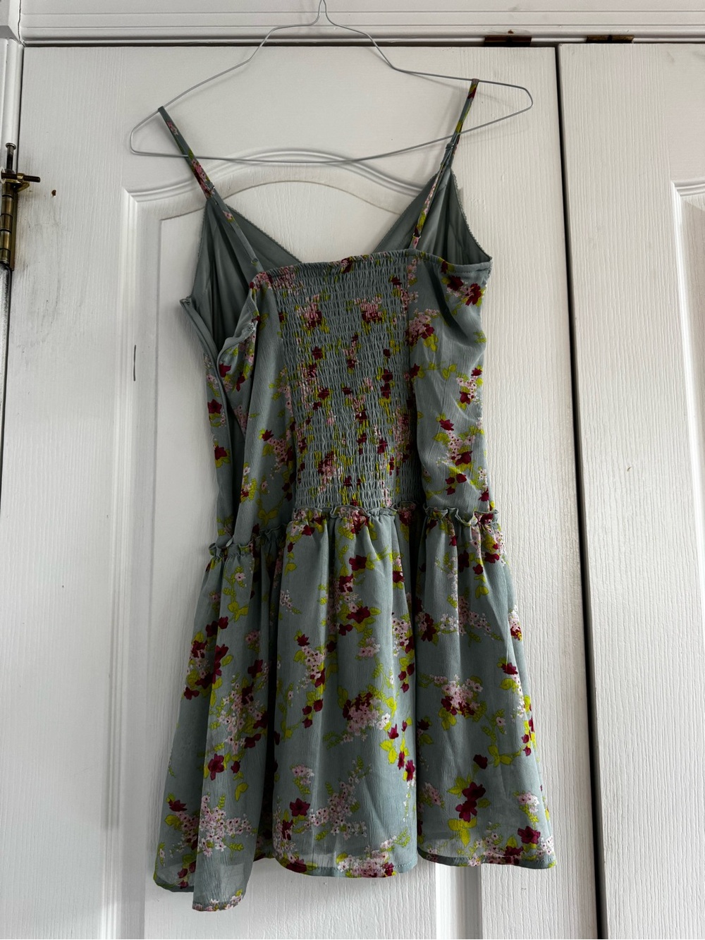 wild fable Sage Green Floral Smocked Mini Dress